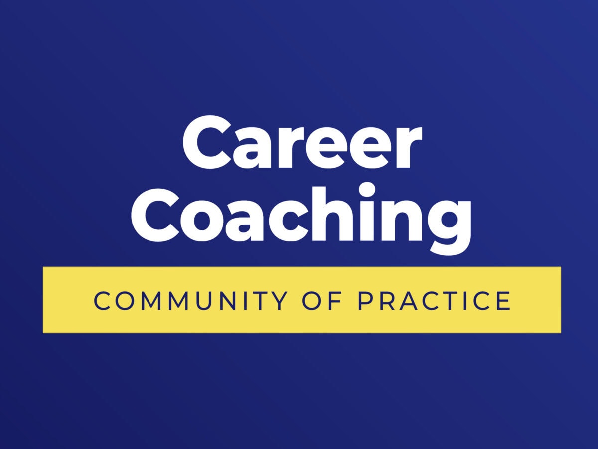 ICF Communities of Practice Career Coaching blue background logo