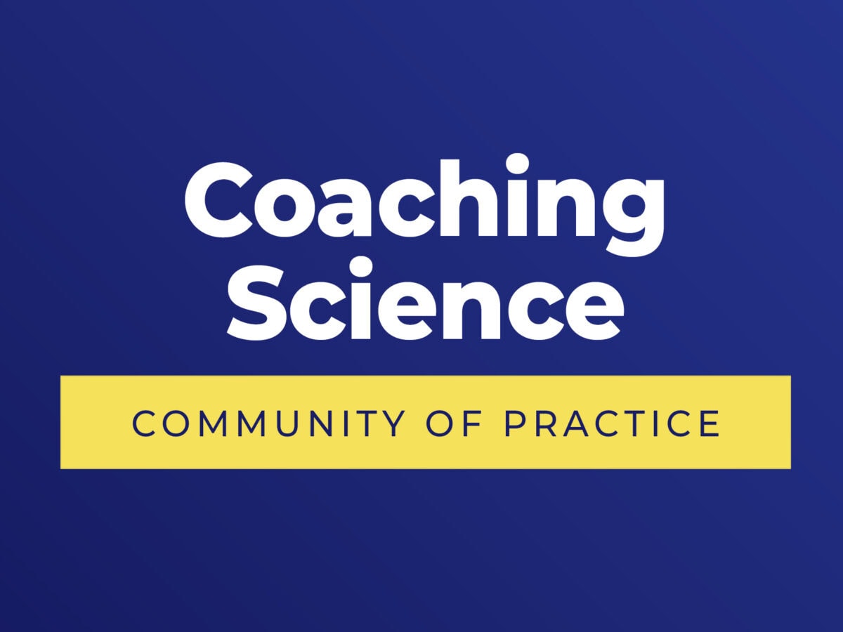 ICF Communities of Practice Coaching Science blue background logo