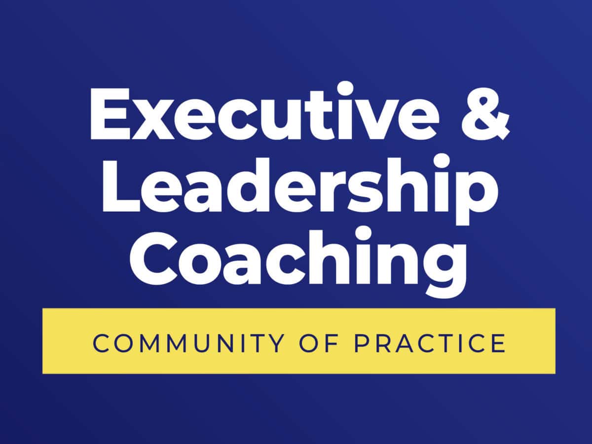 ICF Communities of Practice Executive and Leadership Coaching blue background logo